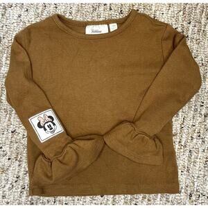 Disney Junior Minnie Mouse Toddler Girls Long Sleeve Ribbed Shirt Brown‎ 18M
